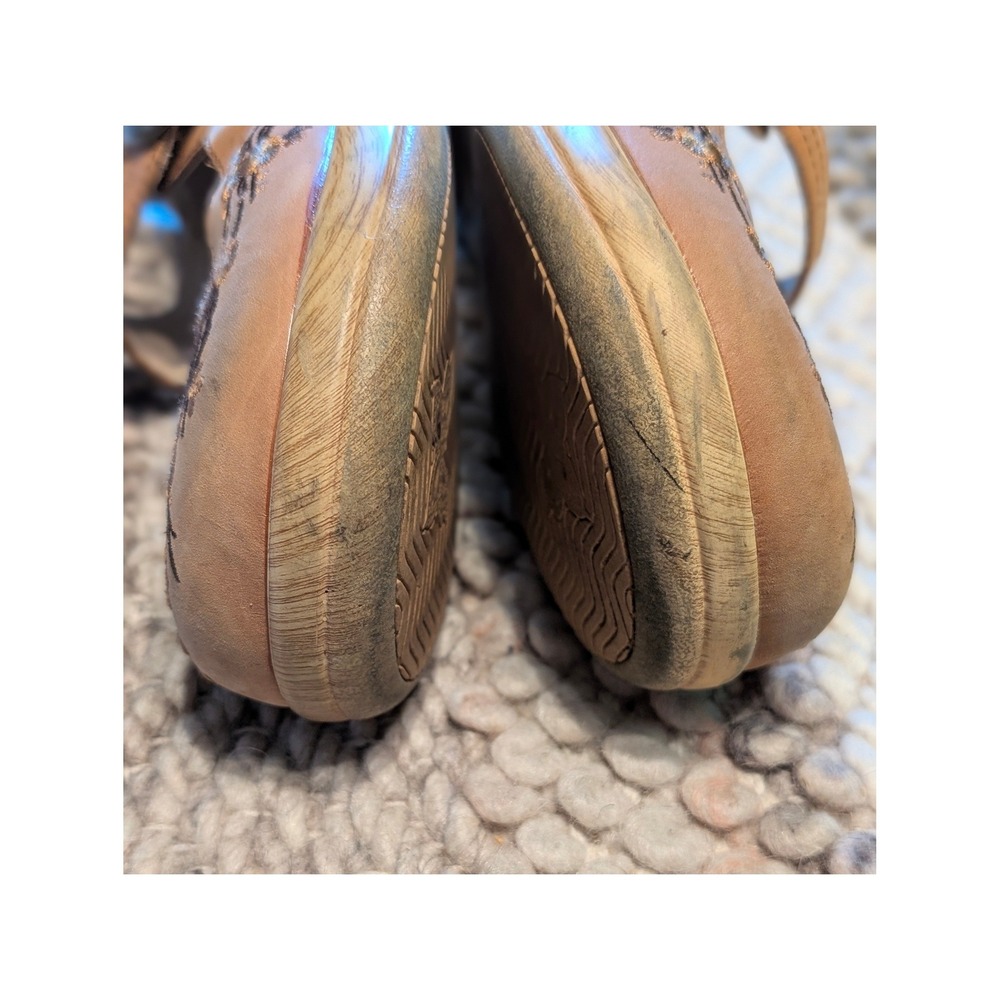 Alegria Kourtney Tan Leather Floral Embroidered Mary Jane Clogs Size 37 6.5 - Picture 8 of 9